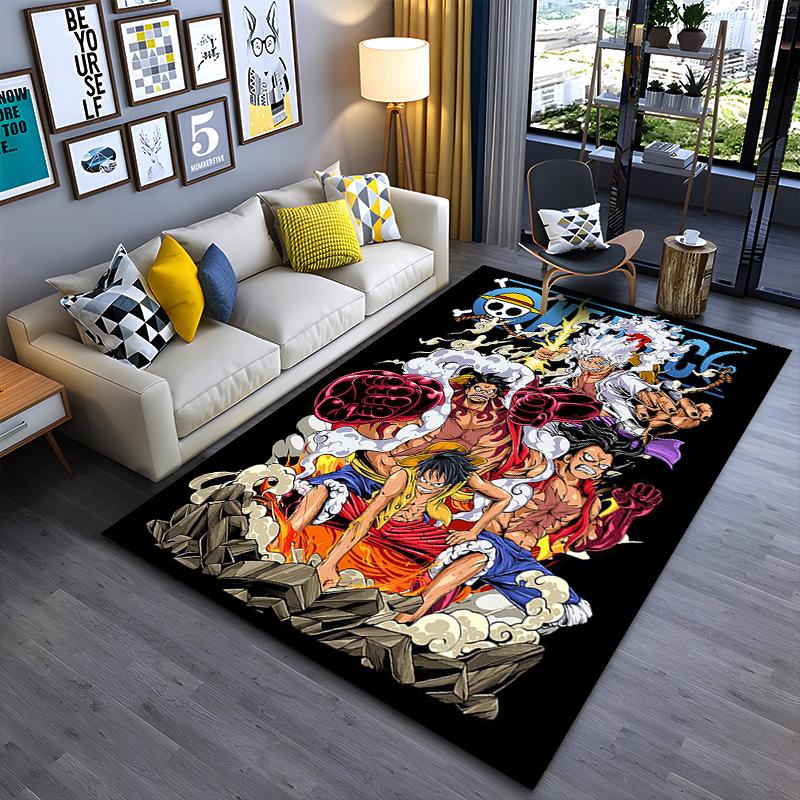 "Anime Pirate Characters Graphic Carpet with Dynamic Battle Scene Design" Suitable for Use As an Anti-slip for Living Room Bedroom Sofas