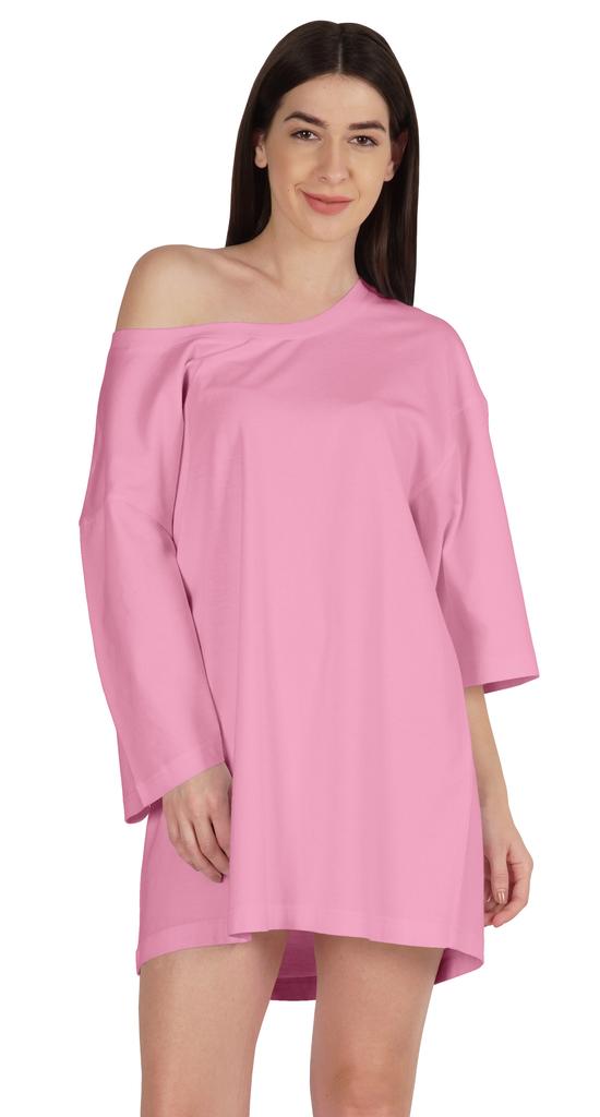 Inkmeso Solid Boyfriend T-Shirt Top For Women Loose Fit Long Sleep Shirt Tee