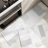 1pcs Waterproof Kitchen Carpet for Floor Oilproof PVC Plaid Kitchen Rug Anti Slip PU Leather Floor Mat Doormat Long Tapete Gray