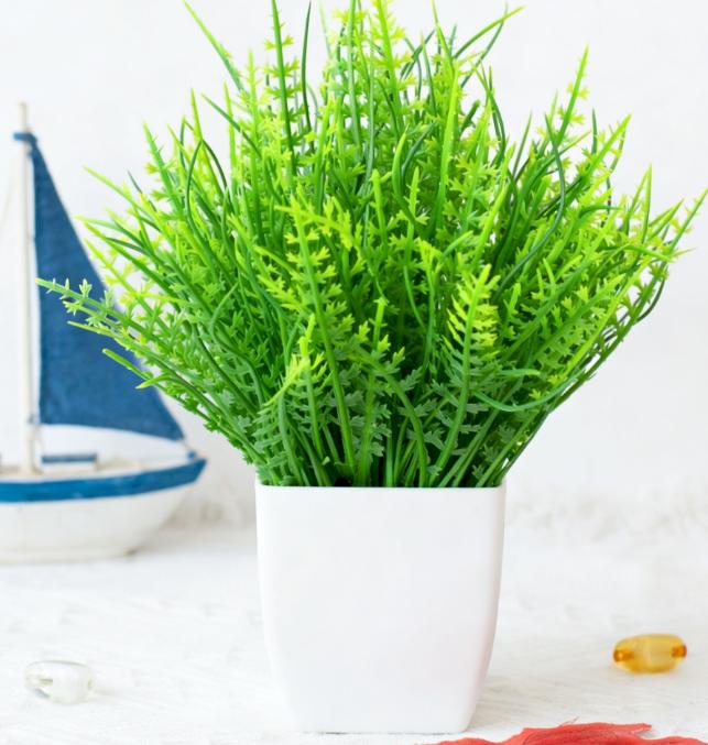 For Indoor Outdoor Artificial Persian Grass Potted Plant for Home Wedding Decoration Plastic Green Desktop Decor 18cm