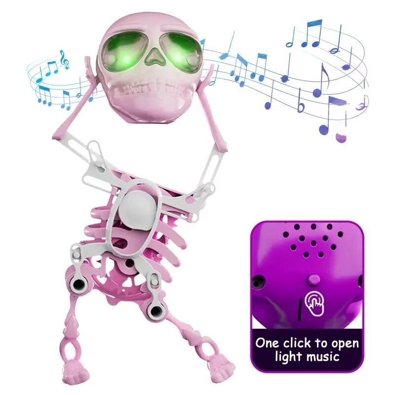 3D Skeleton Toy Fun Dancing Skeleton Toy Swinging Skeleton Toys Stress Relief Toys Manual Wind-Up Rocking Toy for Decorating