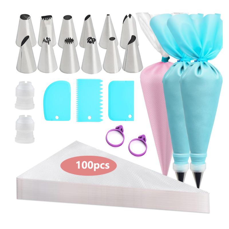 Nordic Disposable Piping Bags & Tips Set for Cake Decorating