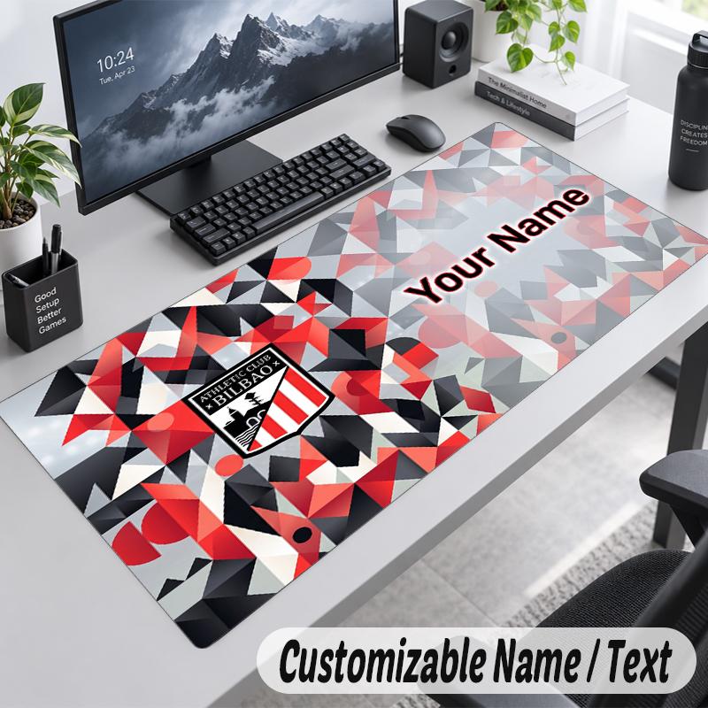 Custom Name Text Mouse Pad Athletic Bilbao FC Personalized Desk Pad For Work And Gaming