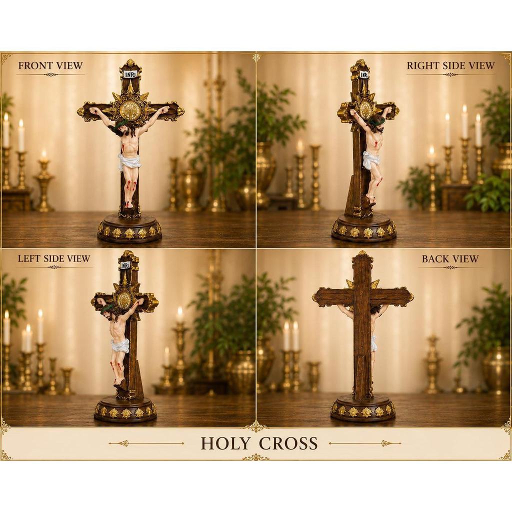 Croix de Saint-Esprit en résine avec le Seigneur Jésus-Christ pour autel, table, salle de prière, pendaison de crémaillère, cadeau et décoration