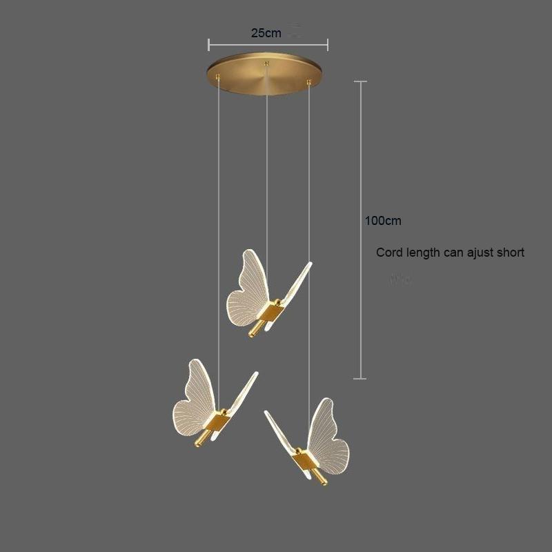 Modern Acrylic Butterfly Spiral Staircase Chandelier Luxury for Living Room Dining Room Villa Home Decoration Lighting Lamps LED