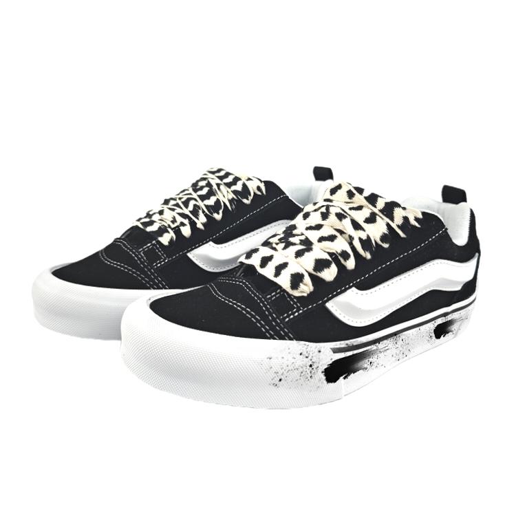 Vans Knu Skool Abriebfeste Low-Top Skateboard-Schuhe Unisex Schwarz VN0009QC6BT1(Team352-)