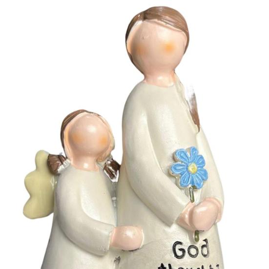 Żywiczna Figurka Anioła Matka Córka Statuetka Anioła Ozdoba na Stół Symbol Miłości Matki i Córki Prezent