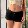 Women's High-Waist Black Denim A-Line Shorts - Summer Hot Slimming Straight Wide Leg Pants