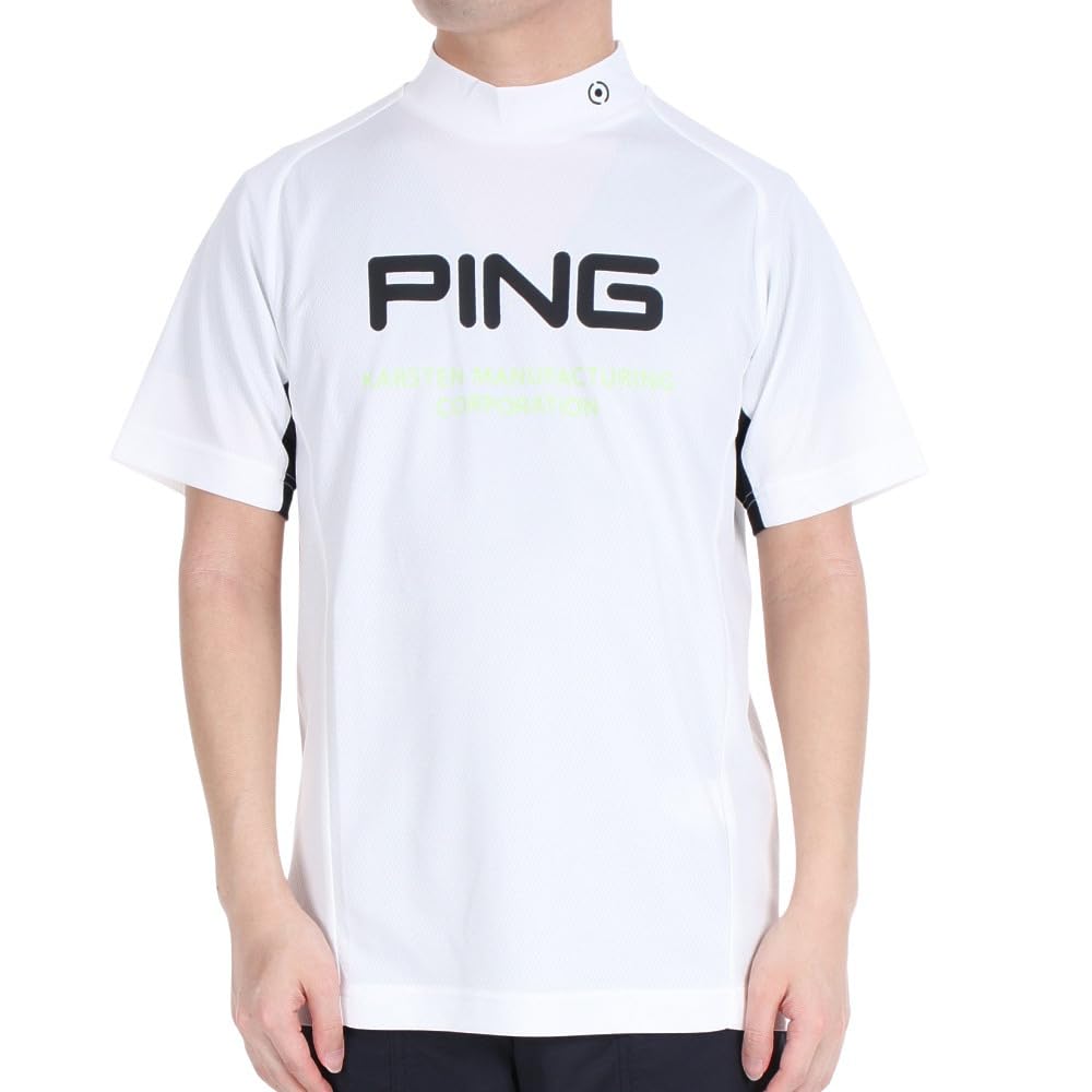 Ping Apparel Men's Short Sleeve High Neck Shirt (Logo Print, Moisture Wicking, Quick Drying) / Golf Undershirt / 621-3168301 030_White, Size S