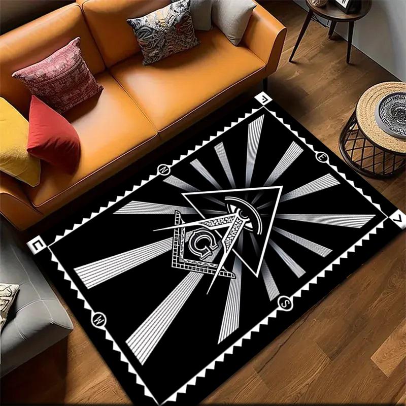 2026 New Style Shining All-Seeing Eye Freemason Carpet Rug for Living Room Bedroom Home Sofa Decoration,Kids play Non-slip Floor Mat