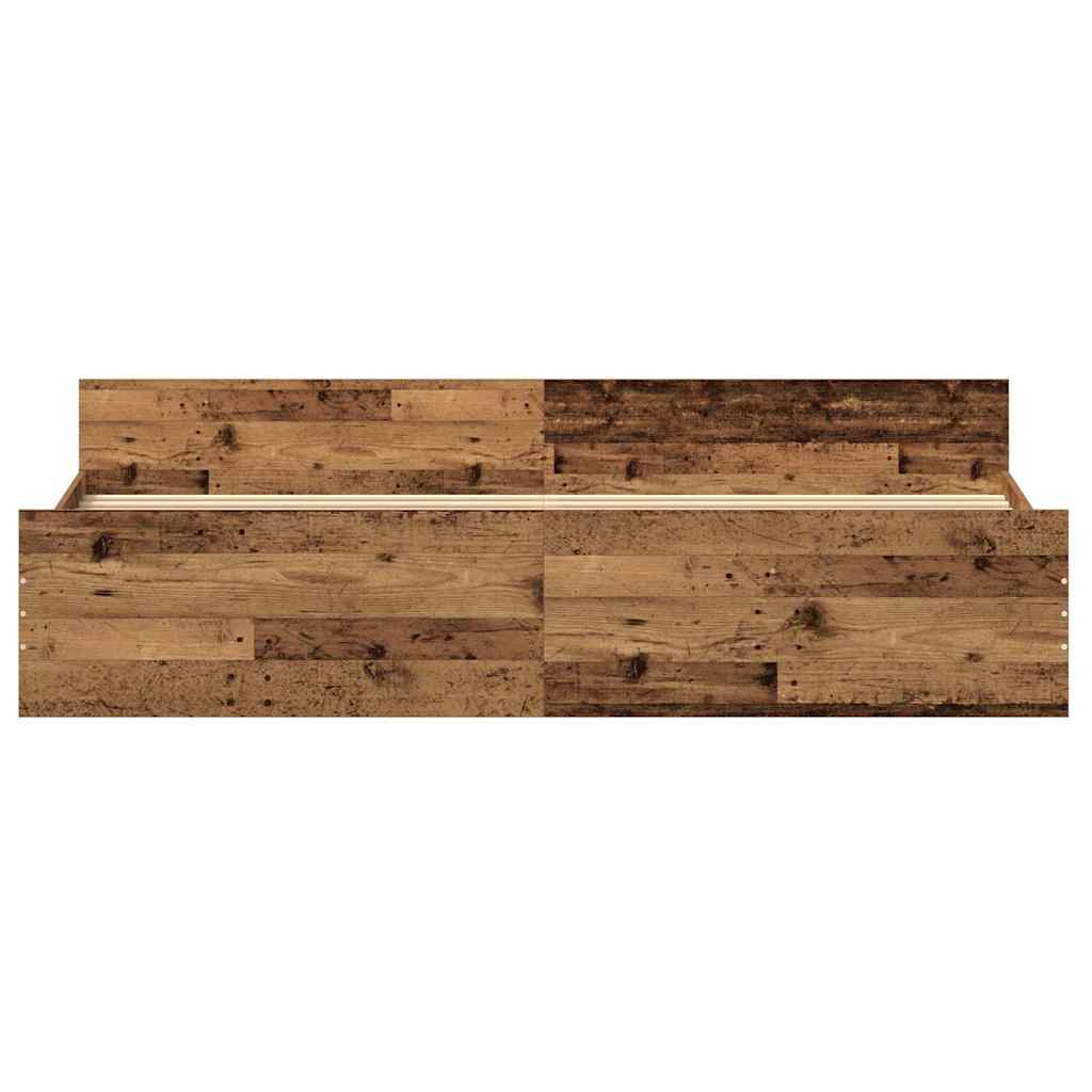 Bed Frame with Headboard Reclaimed Wood Look 203 x 203 x 50 cm Particle Board
