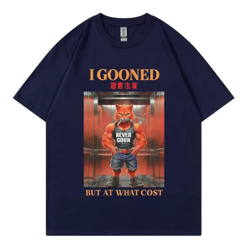 I Gooned But At What Cost Funny T-shirt Japanese Goon Meme Graphic T Shirts Men's Women's Casual Fashion Short Sleeve T-shirts