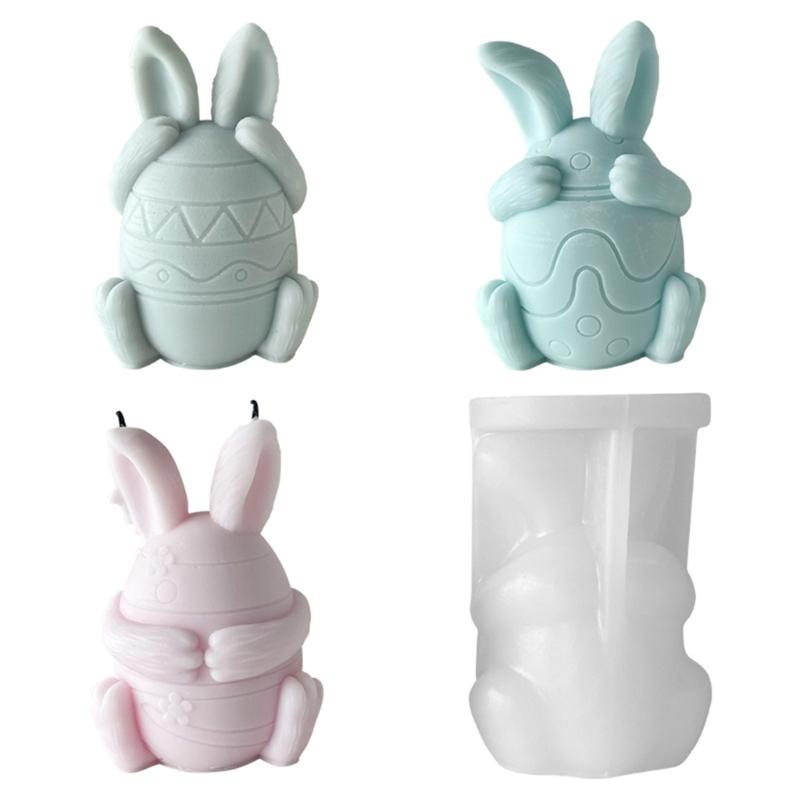 Face-less Rabbit Candle Mold Diy Cover Your Eyes Mouth and Ears Rabbit Aromatherapy Candle Gypsum Incense Stone Mold