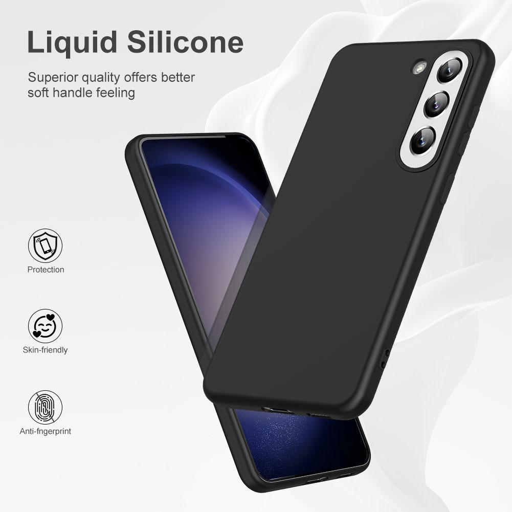 

Liquid Series for Samsung Galaxy S23 Soft TPU Magnetic Phone Case Rubberized Drop-proof Mobile Phone Back Cover Support Wireless Charging Black