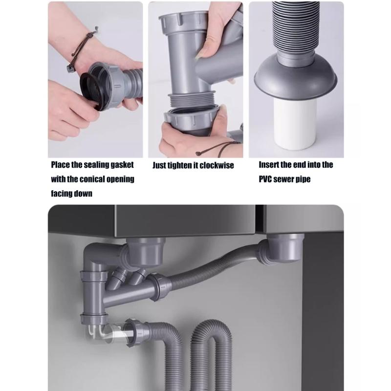 Set di Accessori Drenanti Robusti Comprensivo di Lavelli Singoli Doppi Assemblaggio Tubo di Scarico per Uso in Cucine Moderne