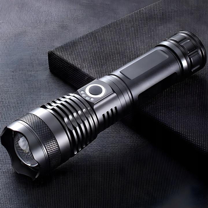 LED tactical flashlight, rechargeable, powerful, survival, forest, as a gift