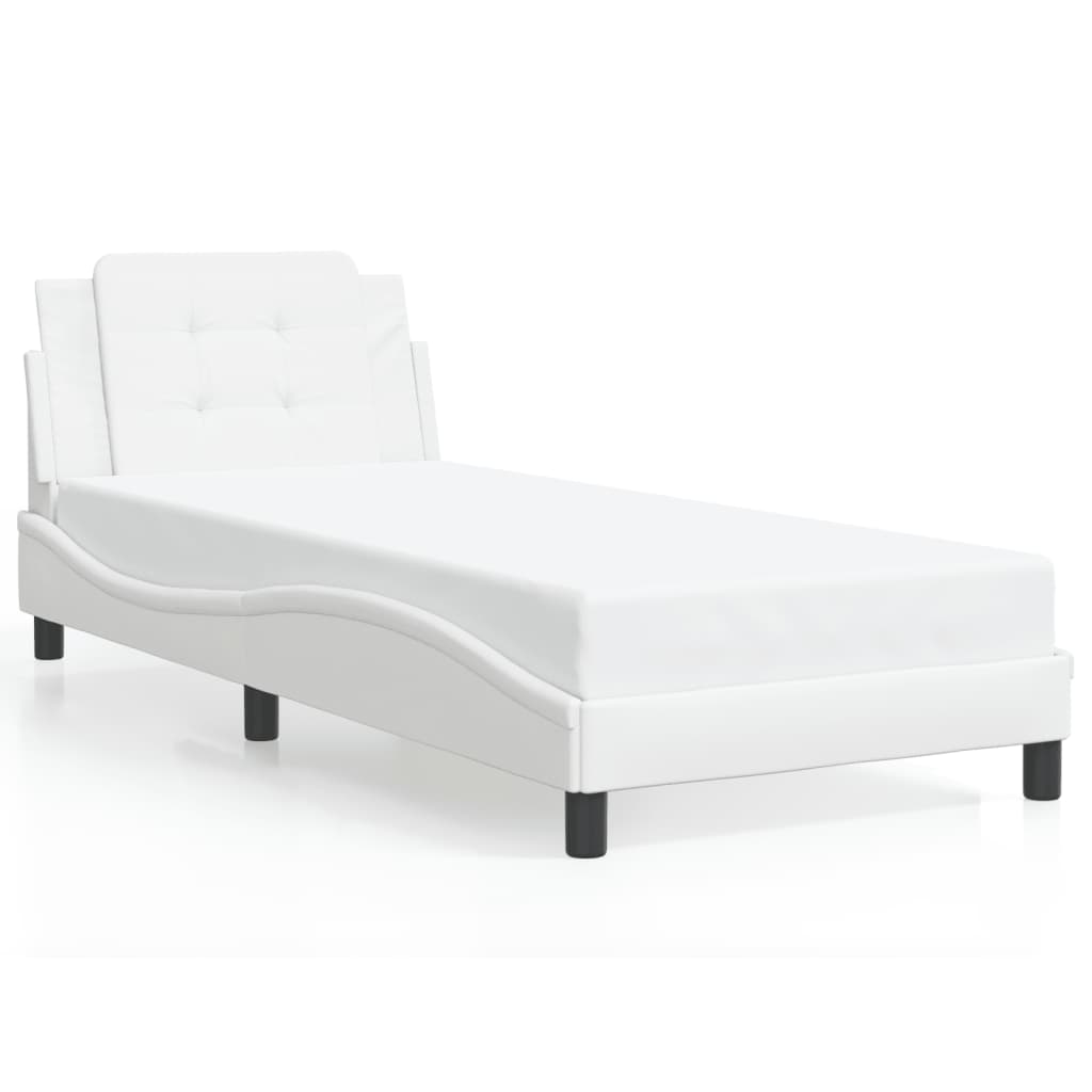 Vidaxl LED Bed Frame, White, 80X200 Cm, Faux Leather