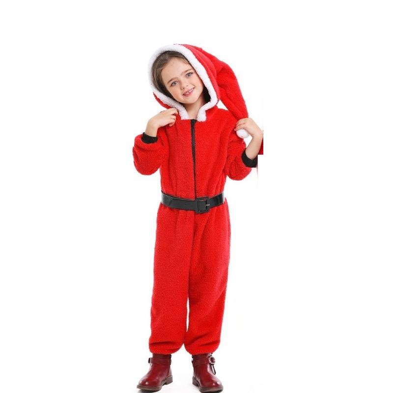 

Детский Рождественский Красный Эльф Бархатный Комбинезон с Капюшоном и Поясом Детский Костюм Санта Клауса на Хэллоуин для Ролевых Игр M красный