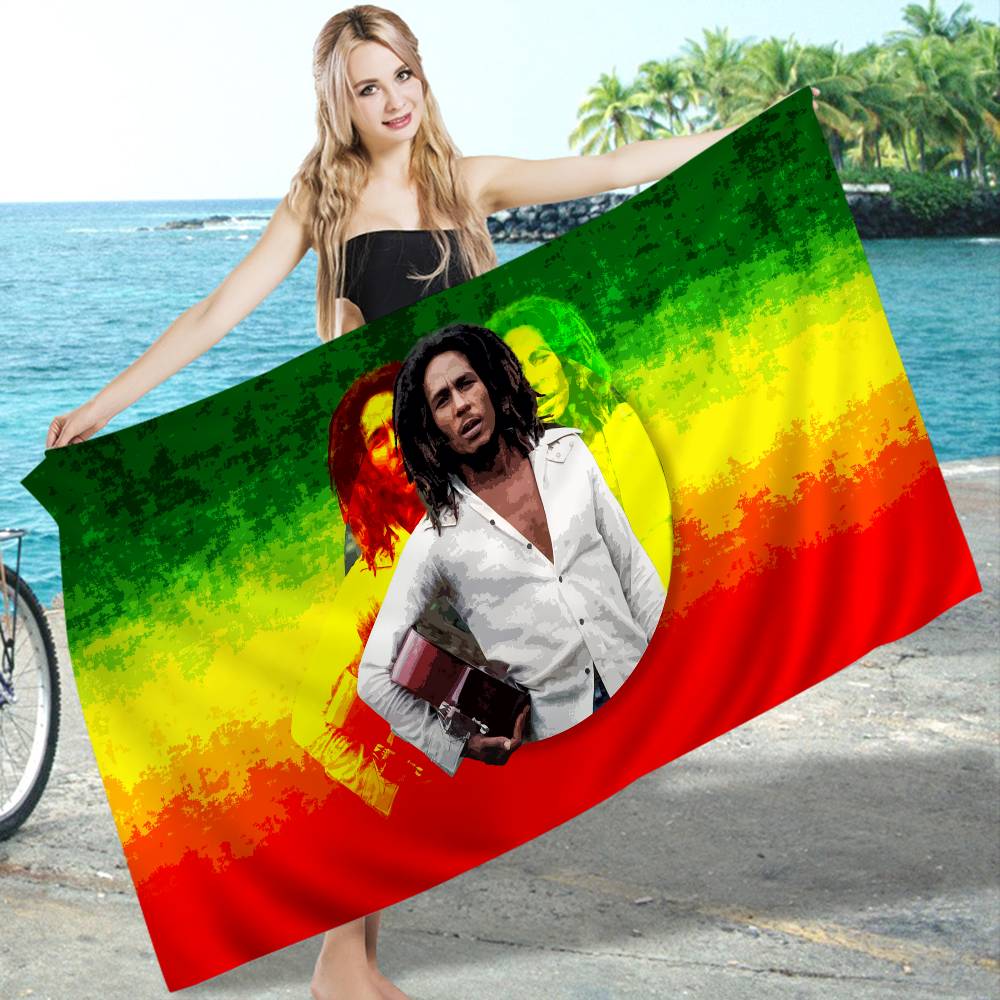 Bob Marley Rasta Löwe Mikrofaser Bedrucktes Strandtuch Bergsteigen Yoga Strand Schwimmen Laufen Saugfähiges Weiches Handtuch
