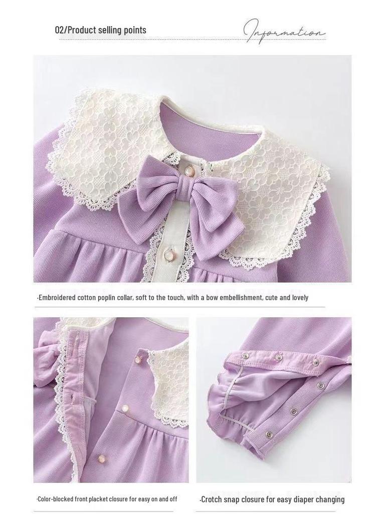 Stylish Girls' Long Sleeve Princess Romper and Harem Pants Set for Babies