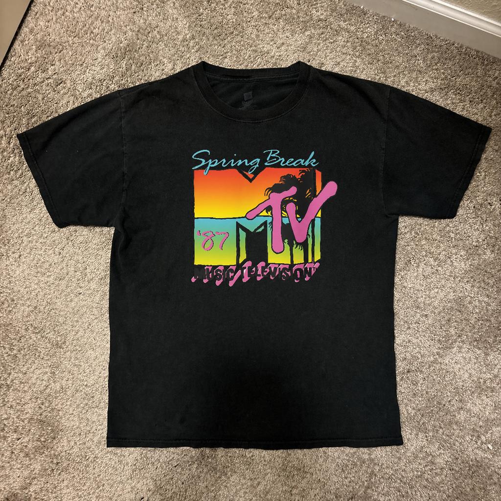 Vintage MTV Spring Break 1987 Beach Summer Graphic T-Shirt Unisex Heavy Cotton