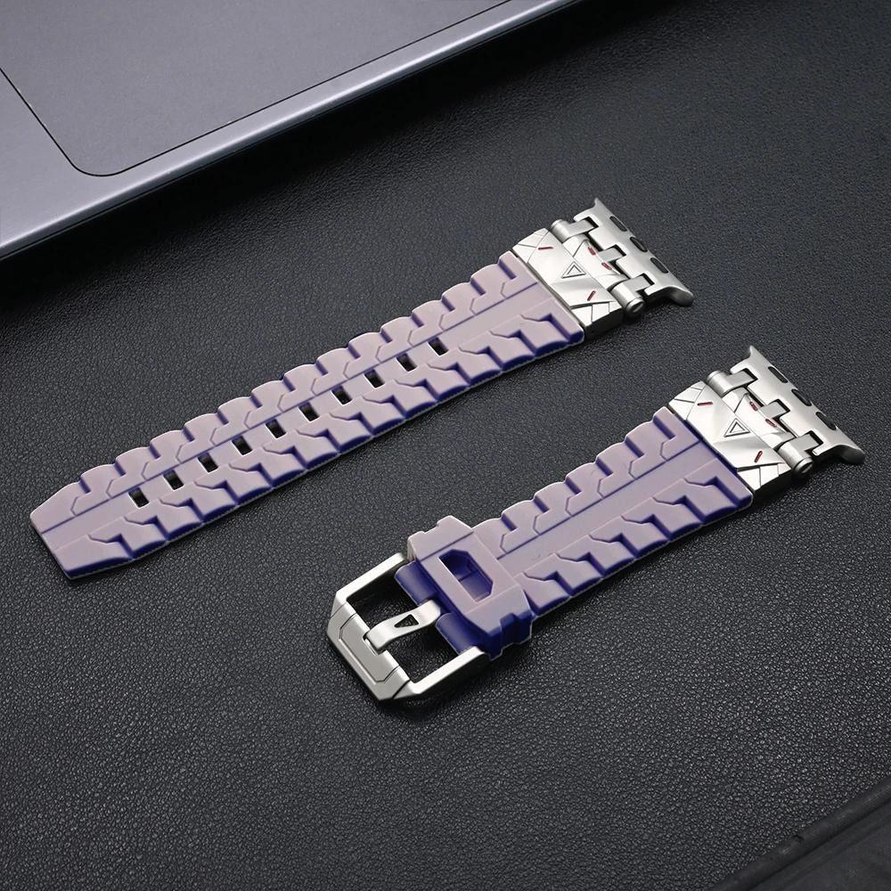 Men Silicone Band For Apple Watch Ultra 2/1 49mm Series 10 9 8 7 Se 6 5 Se Luxury Sports Bracelet for Iwatch 46mm 44 45mm Strap