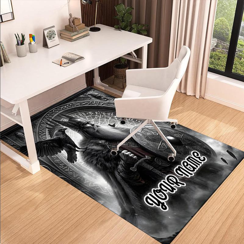 1PC Custom Name Warrior's Shield Theme Floor Mat Ideal for Living Room, Game Rooms, Office, Bedroom,Floor Mat Playful Design