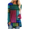 Women's Fashion Casual Irregular Patchwork Color Print Loose Medium Long Long Sleeve Top