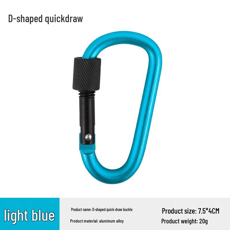 Aluminum Alloy Carabiner Quickdraw with Lock – Keychain D-Ring Hook & Backpack Buckle for Water Bottle or Wind Rope.