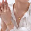 Stainless Steel Plated 18K Gold Round Cross Chain Heart Lock Bracelet Necklace Nc-