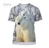 Full Print Animal Polar Bear Graphic T-Shirt For Men Summer Short Sleeve Oversized T Shirt Kids Tees Tops Clothes