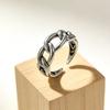Hip-hop Cuban Chain 925 Sterling Silver Jewelry Retro Simple Personality Opening Rings 02878