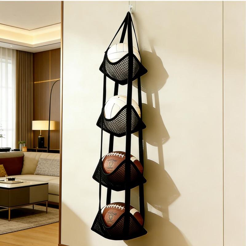 Mesh Multi-layer Basketball Storage Hanging Bag, Wall-mounted Football and Volleyball Storage Rack, Wall-mounted Organizing Storage Hanging Bag