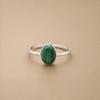 Malachite Oval Ring, 925 Sterling Silver Bezel Ring, Green Gemstone Statement Ring, Boho Jewelry