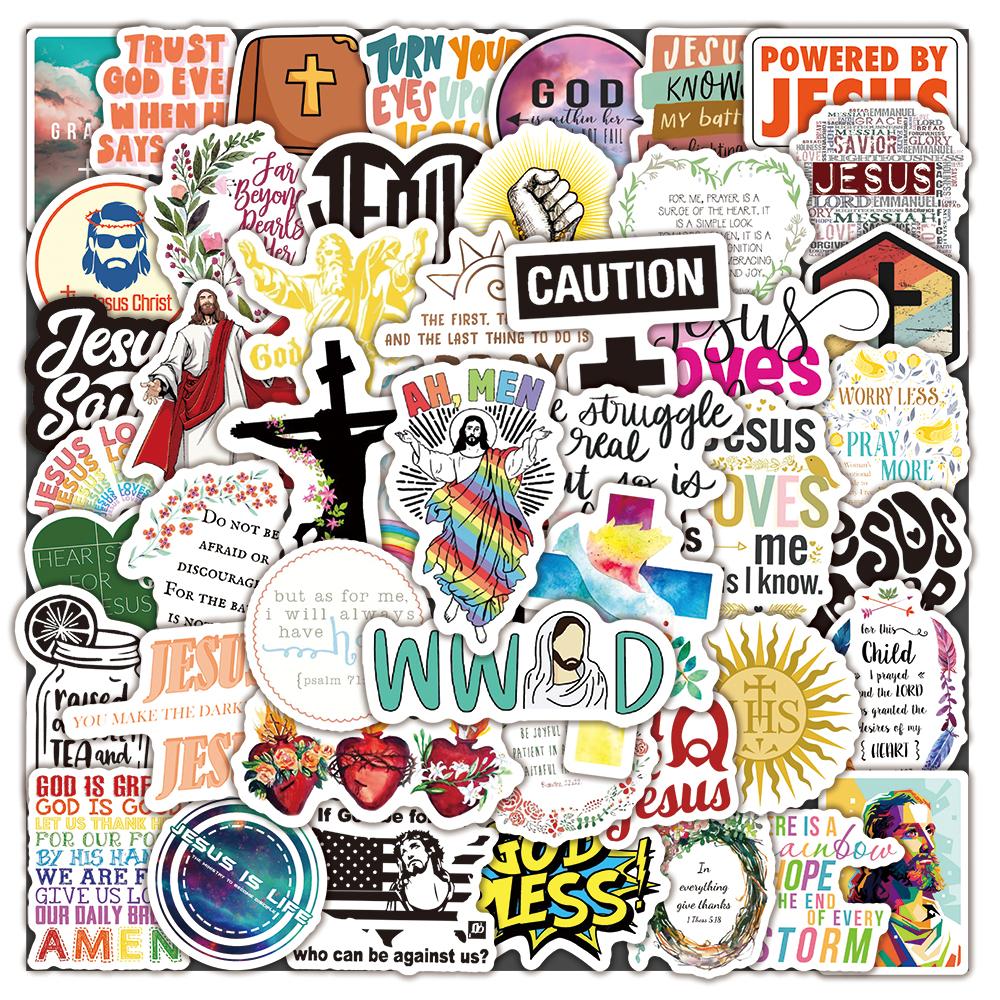 50Pcs Jesus Christian Religion Stickers Laptop Phone Case Car Scrapbook Refrigerator Luggage Wall Graffiti Decal Gift
