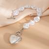 Yousheng Heart Pendant Necklace Irregular Faux Pearls Clavicle Necklace Bracelet Chunky Choker Necklace Romantic Jewelry Gift for Her