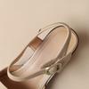 Fashion Women's New Spring/Summer Pointed Breathable Leather Cowhide Bag Heel Large Headed Middle Heel Muller Sandals