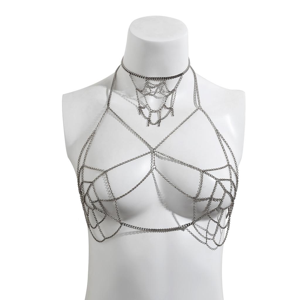 Gothic Style Dark Spider Web Personality Body Chain Halloween Sexy Chain Chest Chain