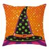 Halloween Pillow Cover Witch Hat And Cat Pattern Cushion Covers Machine Washable Decorative Sofa Bedroom Living Room