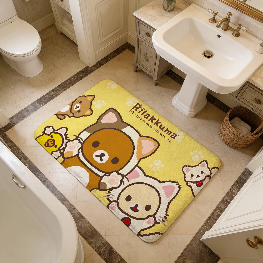 R-Rilakkuma Cartoon Anime Floor Mat Cheaper Anti-slip Modern Living Room Balcony Printed Bedside Mats