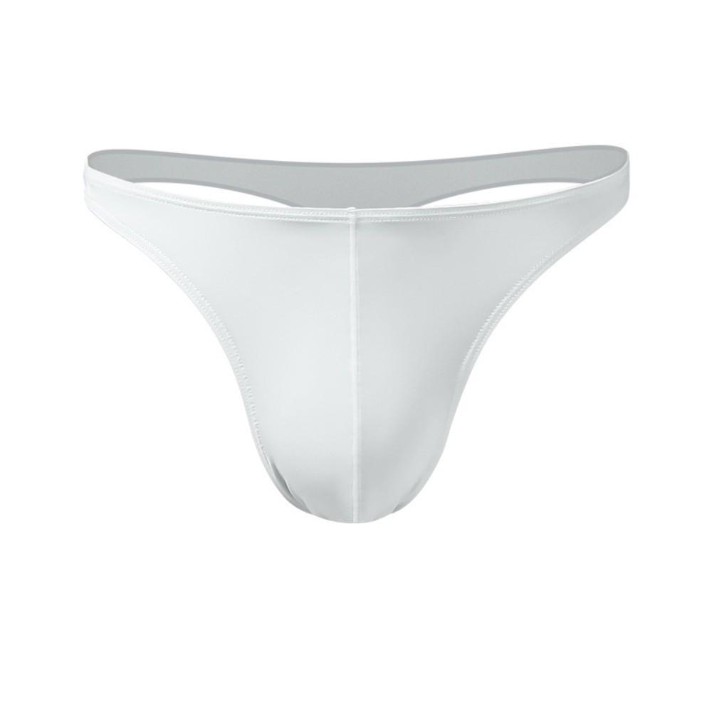 Comfortable Low Waist Men Ice Silk Thongs Underpants Solid Color Men's Panties Underwear T-back Male Briefs Men