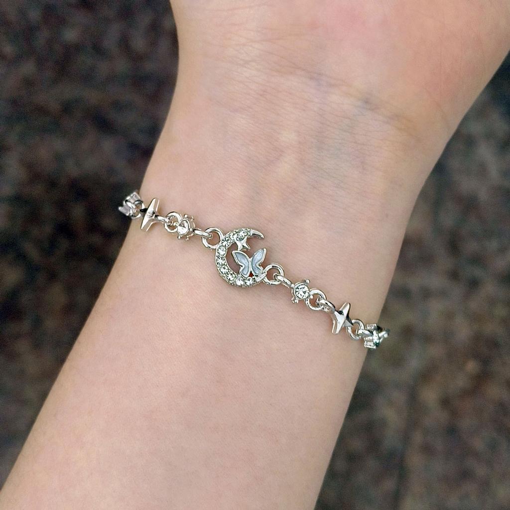 Sparkling Small Flower Zircon Pull Bracelet Women'S Cherry Blossom Diamond Niche Versatile High-End Accessories Hand Jewelry