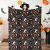 Halloween-Wurfdecke 150x200cm | Kürbis & Schwarze Katze Flanell für Saisonale Dekoration & Einzelhandel
