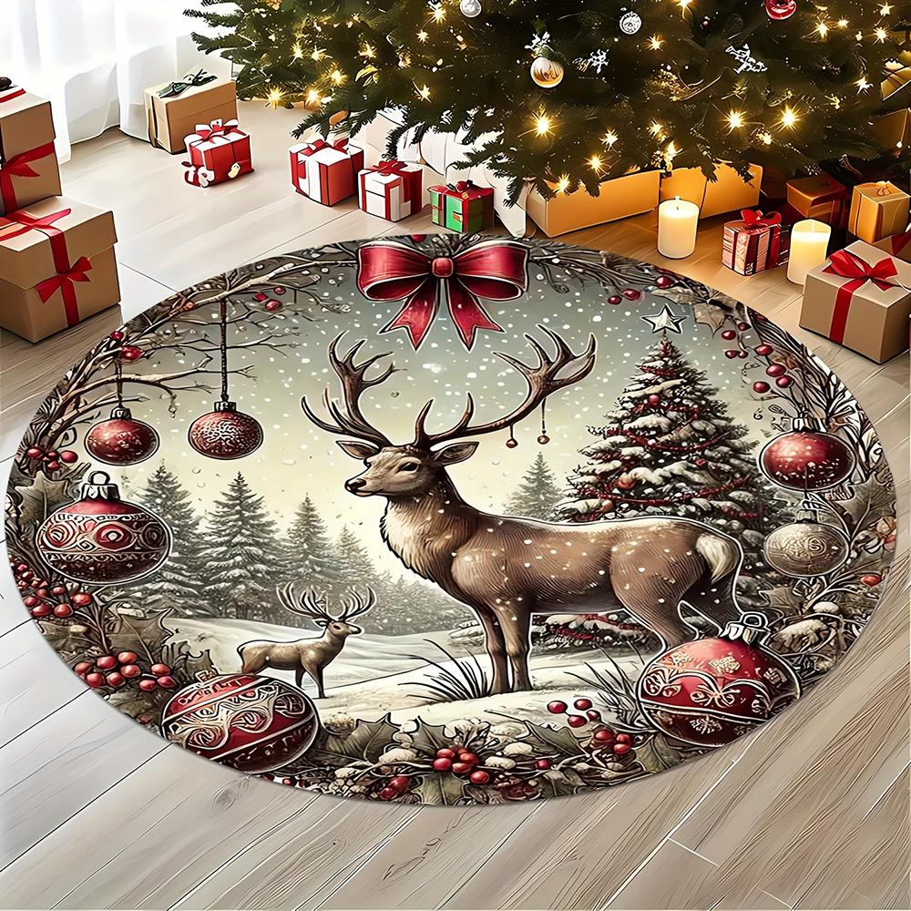 Christmas Round Rugs: Santa, Reindeer, Tree, and More for a Magical Holiday Home! room floor mats New Year home decoration