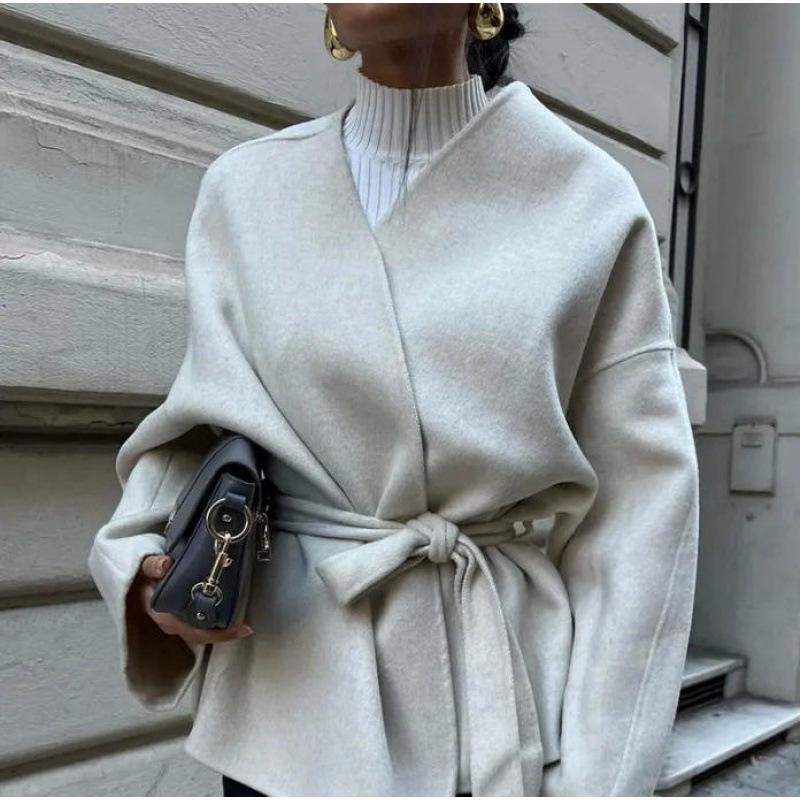 European and American Women's French Fashion Loose Wool Coat