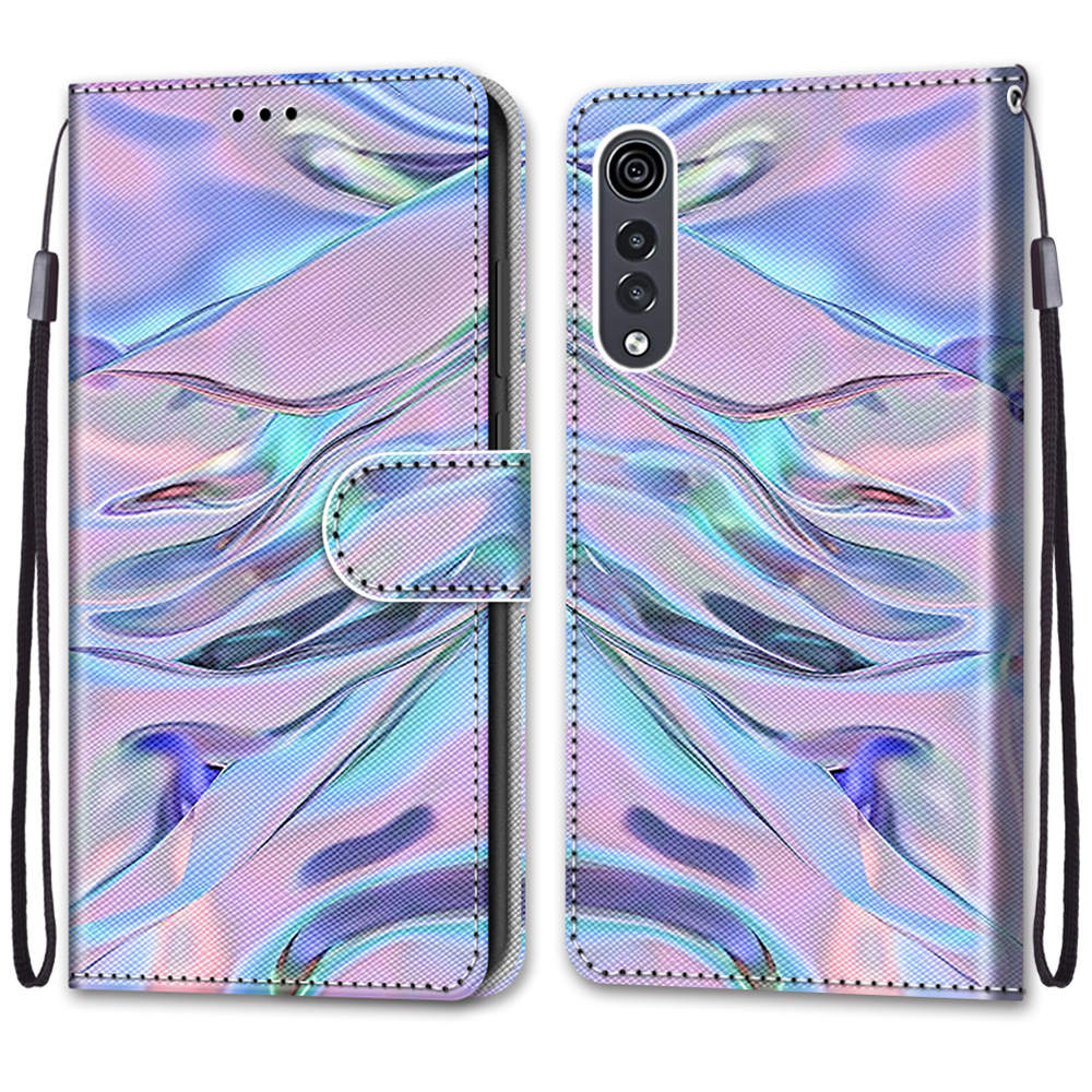 LG Velvet için Lüks Boyalı Deri Kılıf Cüzdan Kitap Tarzı Koruyucu Kapak