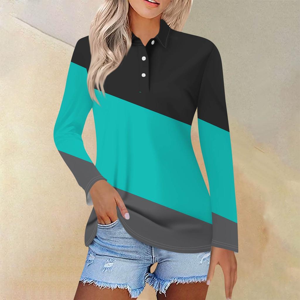 Dámská móda Ležérní klopa Krátký Dlouhý rukáv Potisk Košile Dámské Zapínací topy