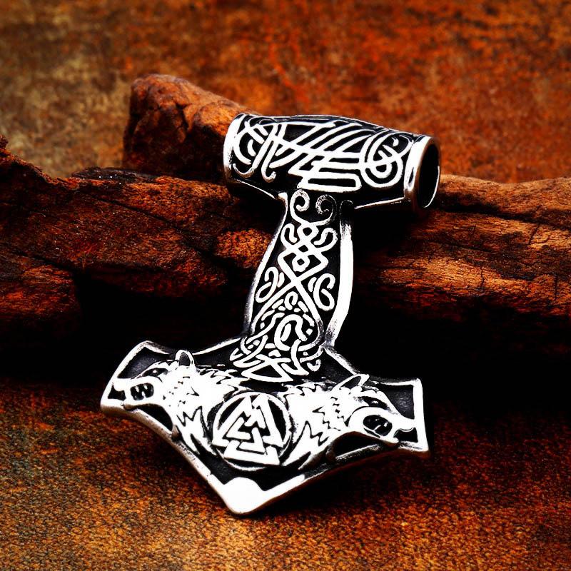 BEIER thor's hammer mjolnir pendant necklace viking scandinavian norse viking necklace with stainless steel chain BP8-384