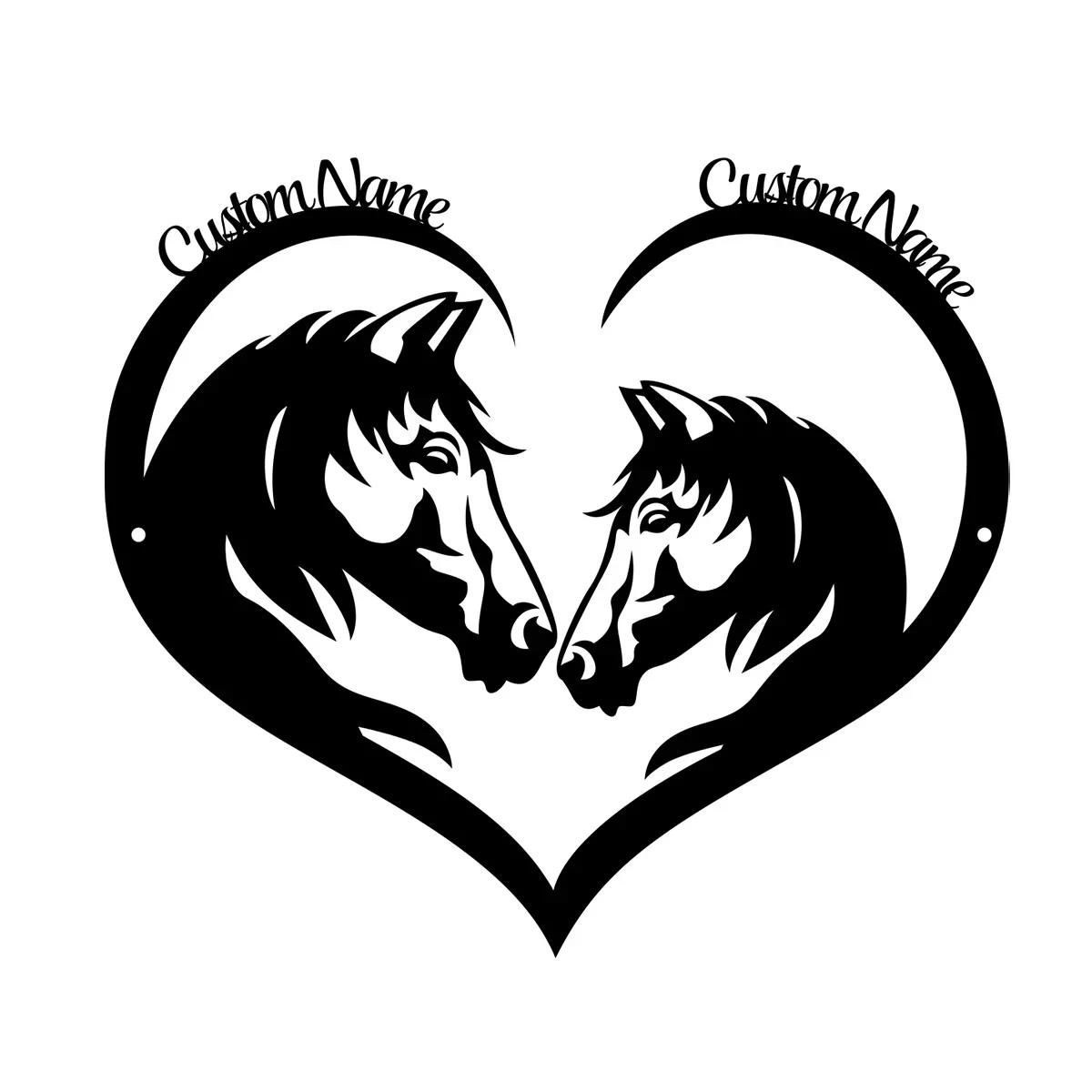 

Personalized Horse Couple Metal Wall Art Western Sign Country Home Decor Equestrian Gift