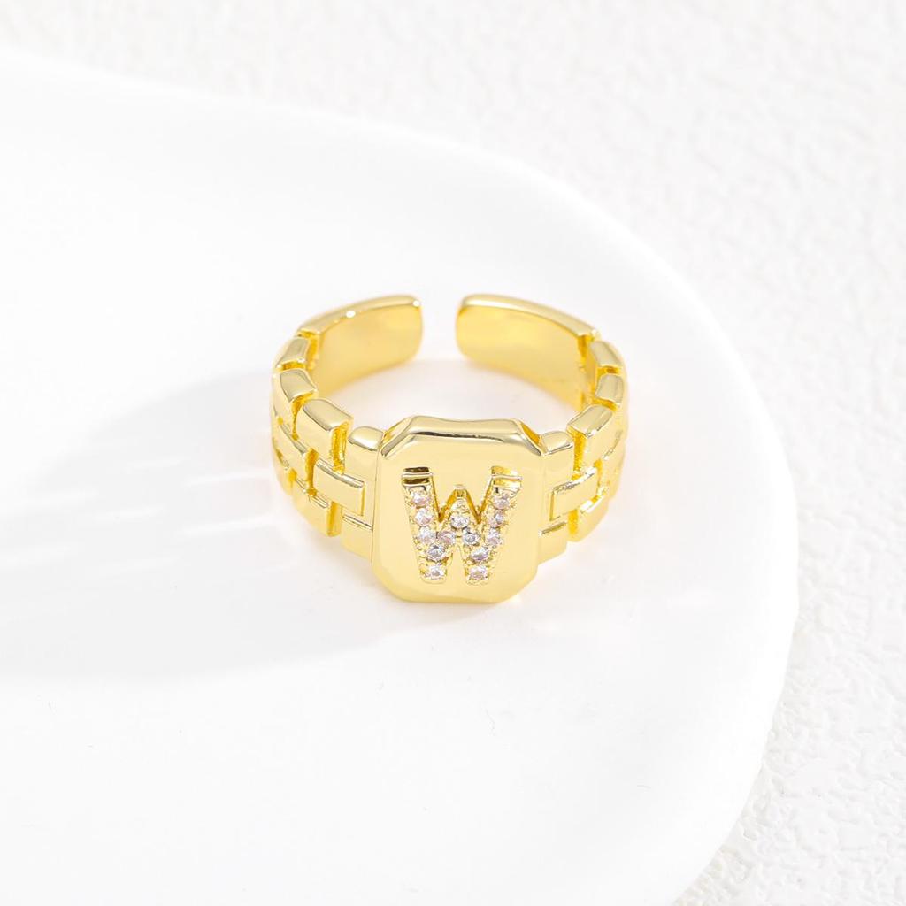 Evropský styl Horký prodej Pozlacený prsten s písmenem s designem nastavitelného pásku